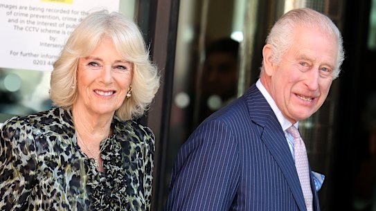 LONDON, ENGLAND - APRIL 30: King Charles III and Queen Camilla arrive at the University College Hospital Macmillan Cancer Centre on April 30, 2024 in London, England. This visit raises awareness of the importance of early diagnosis and will highlight some of the innovative research, supported by Cancer Research UK, which is taking place at the hospital. The visit also marks His Majesty’s first day as the new Patron of Cancer Research UK. (Photo by Chris Jackson/Getty Images)