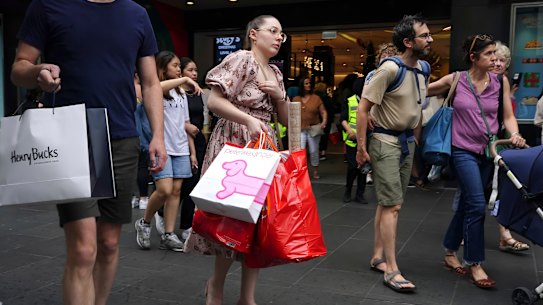 Shoppers in Melbourne’s Bourke Street Mall on Black Friday this year.