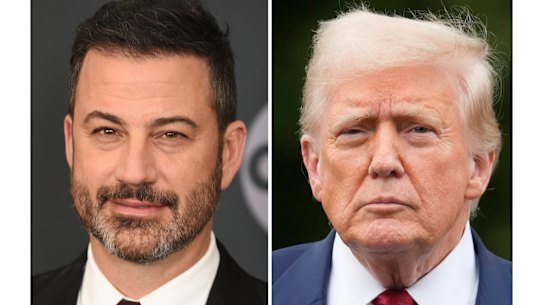 Cancelled and the reinstated TV host Jimmy Kimmel (left) and US President Donald Trump.