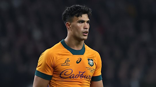 Joseph-Aukuso Suaalii in his debut against England.