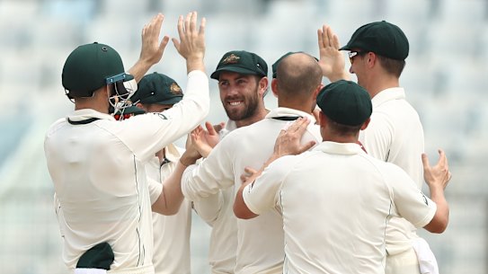 Glenn Maxwell dons the baggy green in 2017.