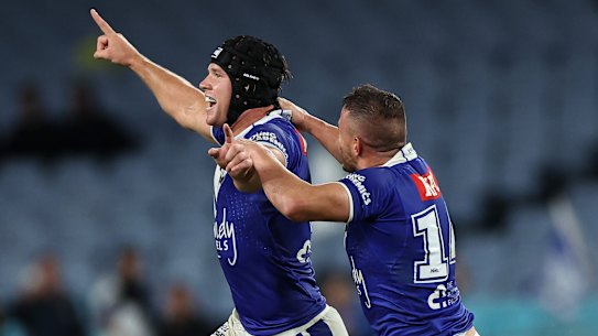 Matt Burton celebrates his match-winning field goal.