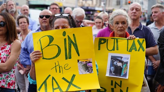 Residents rally outside Richmond Town Hall on Tuesday night.