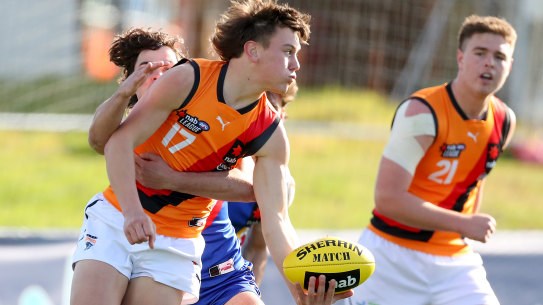 Harry Rowston in action for the Calder Cannons during an NAB League match.