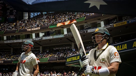 Cameron Green and Steve Smith take the field at the MCG last week.