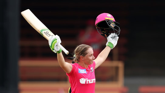 Healy's performance ensured the Sixers went out with a bang - with the 30-year-old claiming a century of 48 balls. 