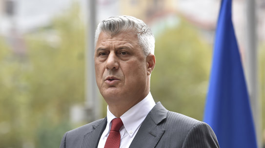 Kosovo President Hashim Thaci addresses the nation to announce his resignation to face war crimes in The Hague.