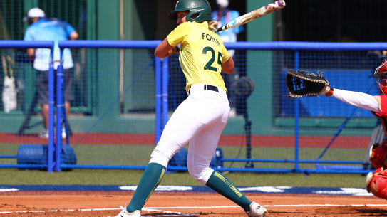 Chelsea Forkin was hit by a pitch in the first inning to force in Australia’s only run for the game.
