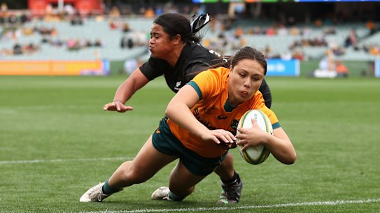Bienne Terita scored a try in her Test debut.