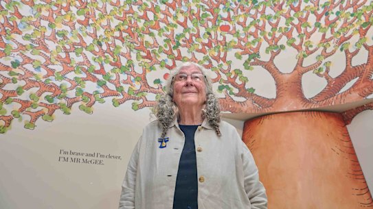 Famous children’s author Pamela Allen launches her 4th book to coincide with an exhibition and family day about her life and work. At State Library NSW in Sydney on September 21, 2025 Photo: Flavio Brancaleone/The Sydney Morning Herald
