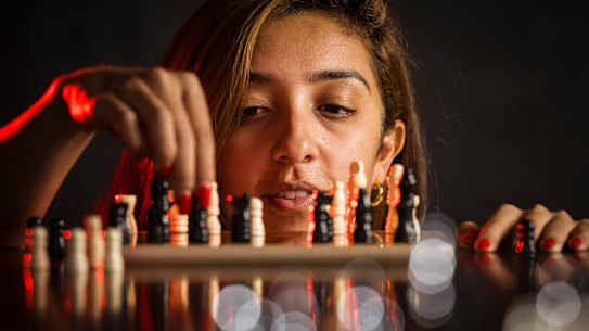 Honsa Eqbal, founder of Melbourne’s mschess club, a monthly chess club exclusively for women, LGBTQIA+ and non-binary people.