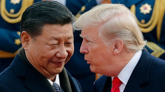US President Donald Trump and China's President Xi Jinping in Beijing in 2017.  