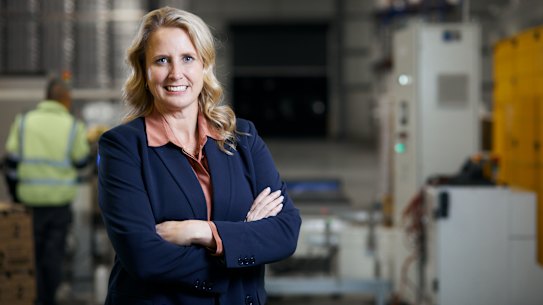 Bubs Australia CEO Kristy Carr at the Dandenong Factory in Melbourne on Monday.