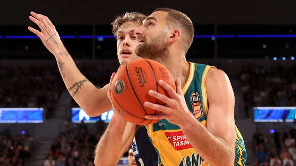 Jack McVeigh in game three of the NBL grand final series.