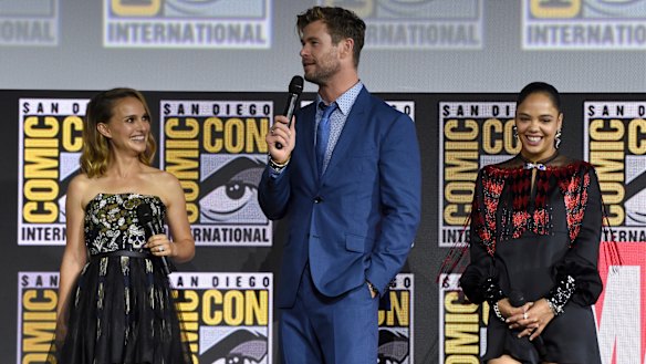 Portman, Chris Hemsworth and Tessa Thompson at Comic-Con.