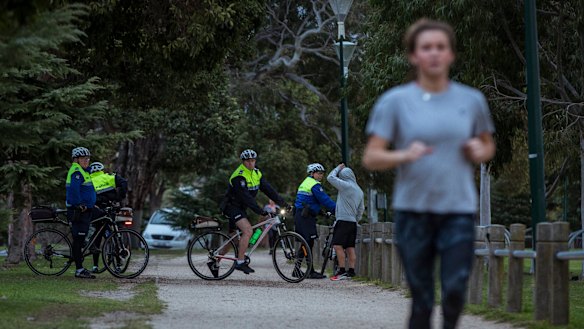 The scene near Princes Park on Wednesday as police investigated the discovery of a woman's body.