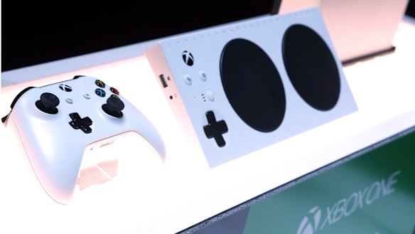 The Xbox adaptive controller features two big pressure sensitive buttons and inputs that support a large range of accessibility devices.