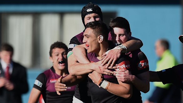 Jahrome Brown, centre, played for Hamilton Boys High in New Zealand.