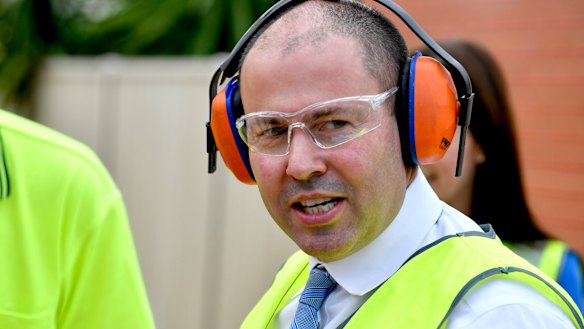Treasurer Frydenberg out spruiking his budget on Tuesday.