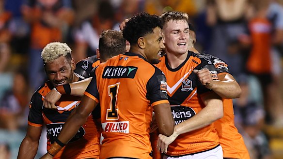 Star recruit Jarome Luai will join a Wests Tigers spine featuring Api Koroisau, Jahream Bula and Lachie Galvin.