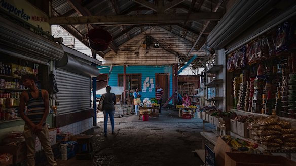 Stabroek Market, Georgetown’s busiest street market, where half of the stores closed after tensions arose from the March 2 elections.