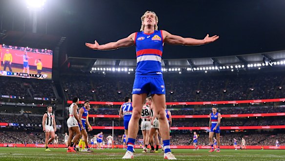 Aaron Naughton was instrumental to the Bulldogs’ win in the wildcard final against Collingwood.