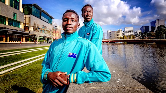 Runners Peter Bol (left) and  Joseph Deng.