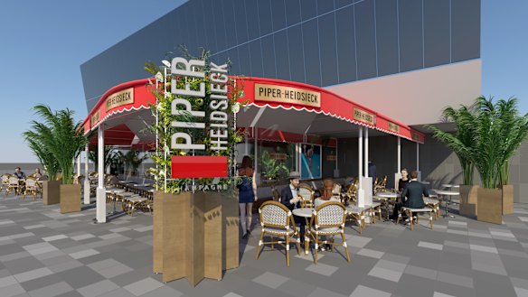 An artist’s impression of the Piper-Heidsieck champagne bar at the Australian Open which will include floral installations by celebrity florist Katie Marx. 