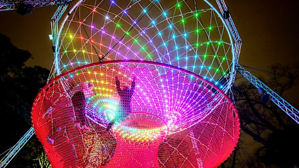 Treasury Gardens has lots of interactive installations, including Amigo & Amigo's "Cocoon", a giant hammock that changes colours to people's heartbeats.