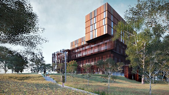 An artist’s depiction of the Victorian Heart Hospital, at Monash University’s Clayton campus.