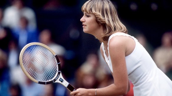 Chris Evert on court.