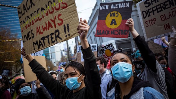 Protesters in Melbourne.