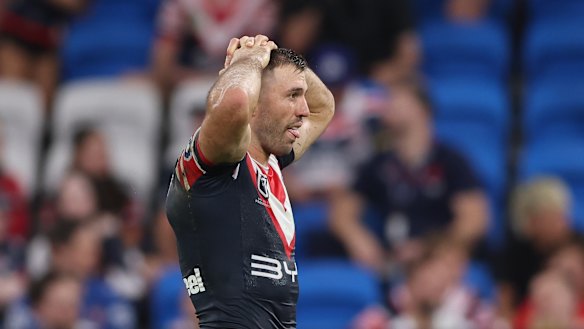 James Tedesco at full-time at Allianz Stadium.