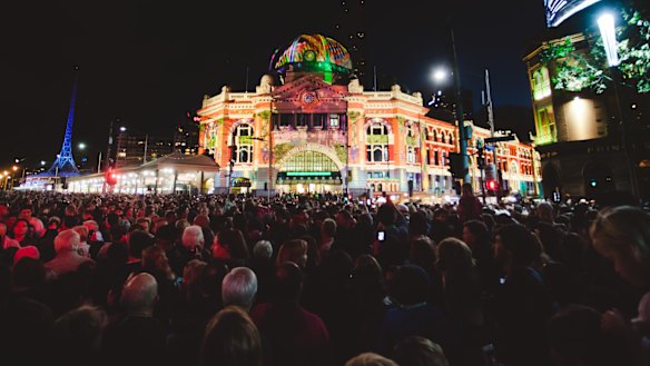 Crowds at White Night in Melbourne.