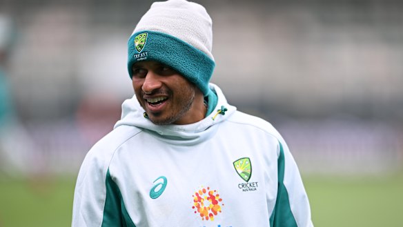 Usman Khawaja batted first in the nets on Wednesday evening.