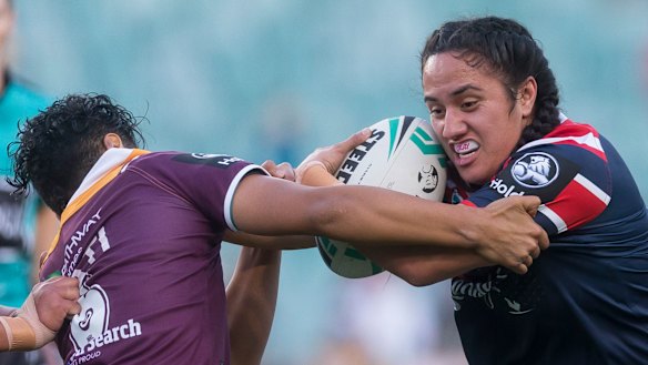 Tazmin Gray was "thrown in the deep end" - growing up play footy against her brother and Raiders winger Jordan Rapana.