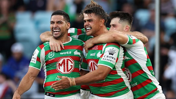 Rabbitohs stars Cody Walker and Latrell Mitchell.