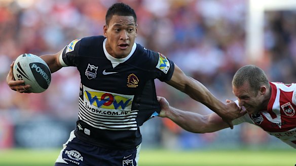 Israel Folau in his Broncos days in 2010.