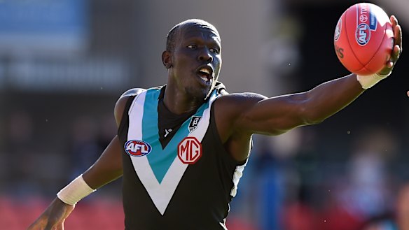 Aliir Aliir has hit career-best form since being traded to Port Adelaide.