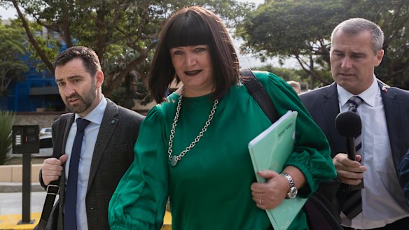 Under fire: Raelene Castle arrives at Rugby HQ for the hearing last week.