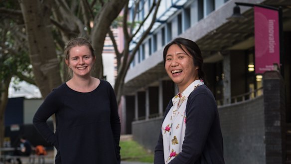 Agriculture students Emily White and Ingrid Zamora, at Australian Technology Park.