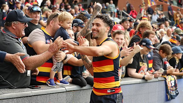 Izak Rankine after the Crows’ win over the Dockers.