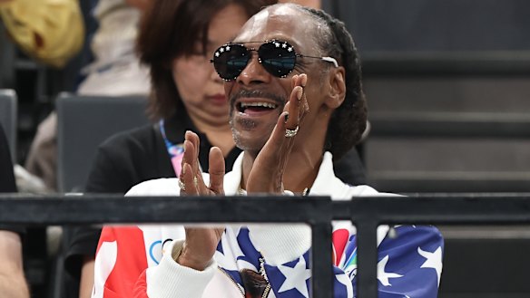 Snoop Dogg attends the women’s artistic gymnastics at the Paris Olympics.