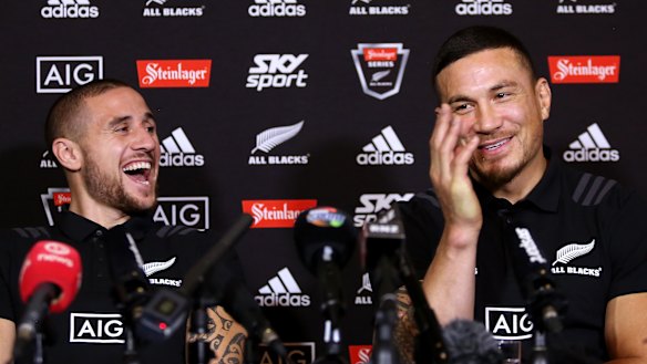 TJ Perenara and Sonny Bill Williams during their time together with the All Blacks in 2018.