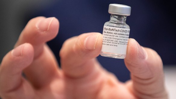 A vial of mRNA vaccine developed from the discoveries of this year’s Nobel Prize in Medicine laureates.