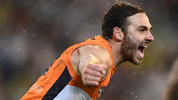 Jeremy Finlayson celebrates a goal. 