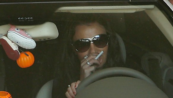 Britney Spears leaves court in 2007 aftr seeking overnight visits with her children.