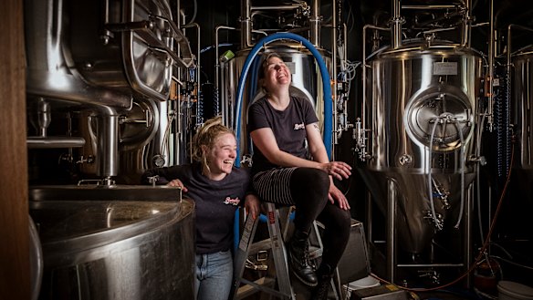  Chloe Stanzel and Emily Day will brew the first  batch of  their ''Chicks Stout'' at Burnley Brewers, Richmond. 