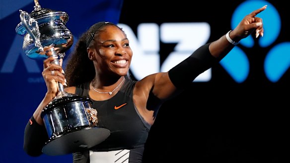 Her last major: Williams after winning the 2017 Australian Open.