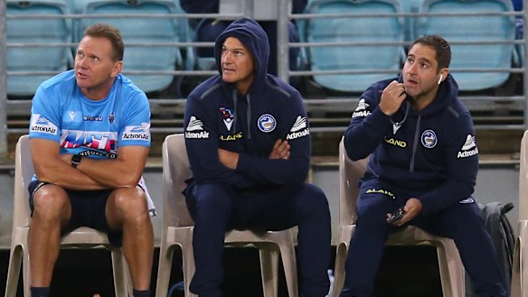 The heat is on Eels coach Brad Arthur (centre).